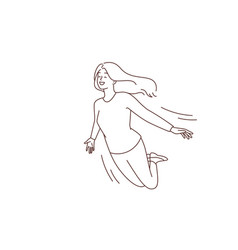 Smiling Woman Flying In Sky