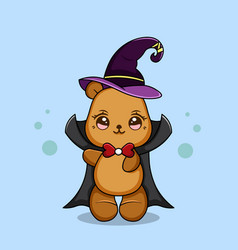 Cute Halloween Bear Wear Witch Hat