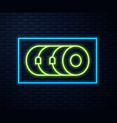 Glowing Neon Line Blanket Roll Icon Isolated