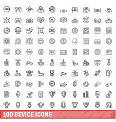 100 Device Icons Set Outline Style