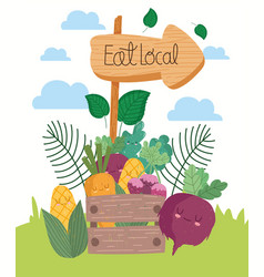 Eat Local Wooden Signpost