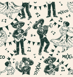 Mariachi Band Vintage Seamless Pattern