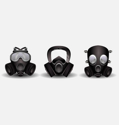 Set Military Black Mask Isolated