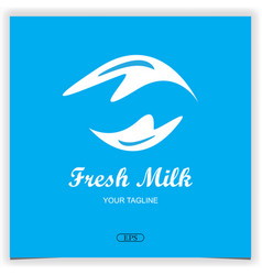 Splash Fresh Milk Wave Logo Design Premium