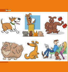 Cartoon Dogs And People Characters Set