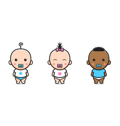 Cute Baby Twin Character Cartoon Icon