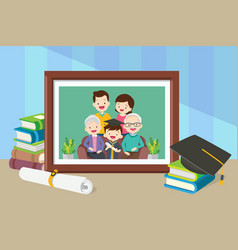 Graduation Student Boy Happy In Photo Frame