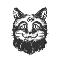 Cat With Three Eyes Engraving