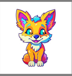 Coyote Colorful Watercolor Cartoon Kawaii