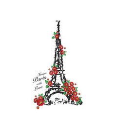 Paris Eifel Tower Flowers Card