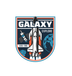 Space Shuttle And Satellite Icon Emblem