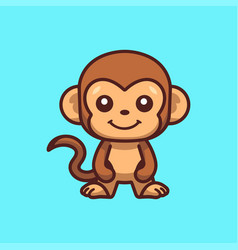 Cute Cartoon Monkey Standing Happy