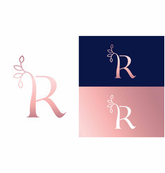 Rose Gold Nature Leaf Crown Beauty Logo Letter R