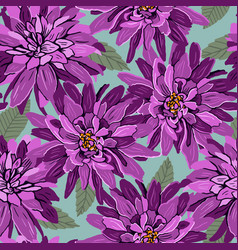 Seamless Floral Pattern Of Purple Dahlia Flowers