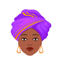 African Woman Turban Head Of American Girl Afro