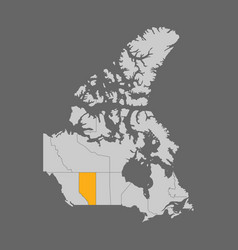 Alberta Province Highlighted On The Map Of Canada