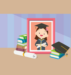 Graduation Student Girl Happy In Photo Frame