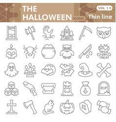 Halloween Line Icon Set All Hallows Eve Symbols