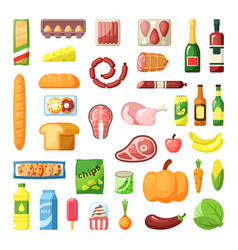 Everyday Supermarket Food Items Assortment Flat