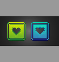 Green And Blue Like Heart Icon Isolated On Black