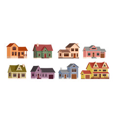 Cartoon American Suburban Houses Home Exterior