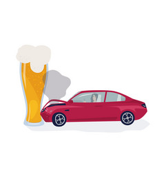 Drunk Driver Concept Car Crached Into Beer Glass