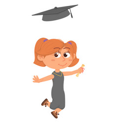 Girl Student Celebrating Graduation Cartoon Kid