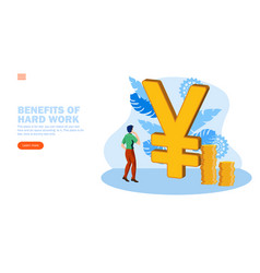 Person Looking At Yen Sign With Coins Concept