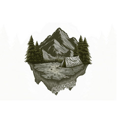 Vintage Mountain Camping T Shirt Design