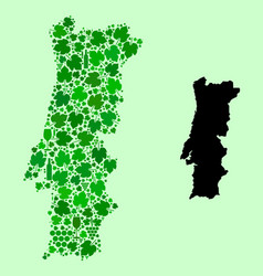 Map Of Portugal - Mosaic Of Wine And Grapes Leaves