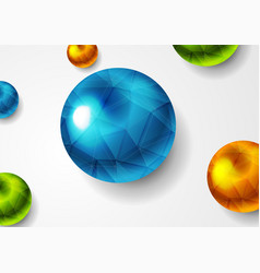 Colorful Glossy Balls With Low Poly Texture