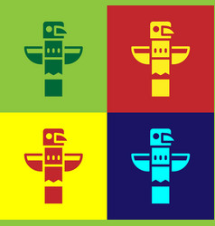 Pop Art Canadian Totem Pole Icon Isolated On Color