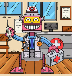 Robot Doctor Colored Cartoon