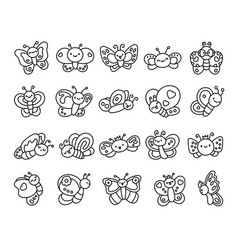 Smiling Kawaii Butterfly Coloring Page Cute