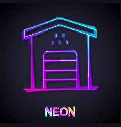 Glowing Neon Line Garage For Taxi Car Icon