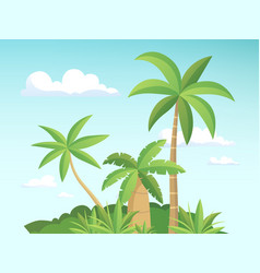 Palm Island Landscape With Green Island In Ocean