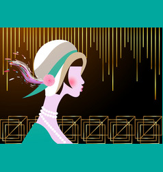 Portrait Flapper Girl With Hat Retro Art Deco