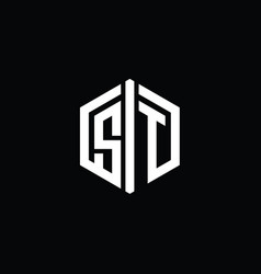 St Letter Logo Monogram Hexagon Shape With