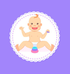 Baby Shower Greeting Card Eight Month Child Sits