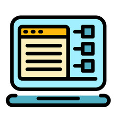 Customer Data Laptop Icon Color Outline