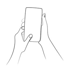 Hands Using Smartphone Continuous Line Drawing