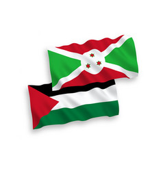 Flags Of Burundi And Palestine On A White