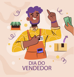 Hand Drawn Dia Vendedor With Employee