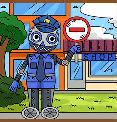 Security Guard Robot Colored Cartoon