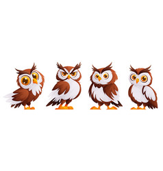 Set Of Cute Cartoon Owl The Is Brown In Color