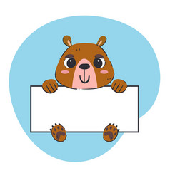 Bear Holding A Blank Banner