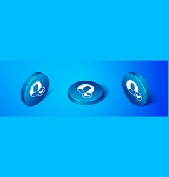 Isometric Worker Icon Isolated On Blue Background