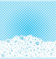 White Bath Foam With Clear Bubbles On Blue