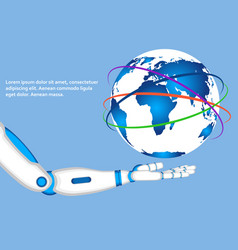 Robot Hand Holding World Globe