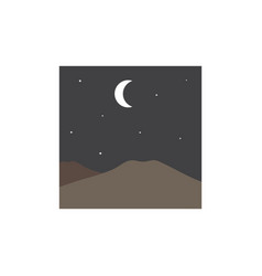 Desert Hill Night With Crescent Logo Design